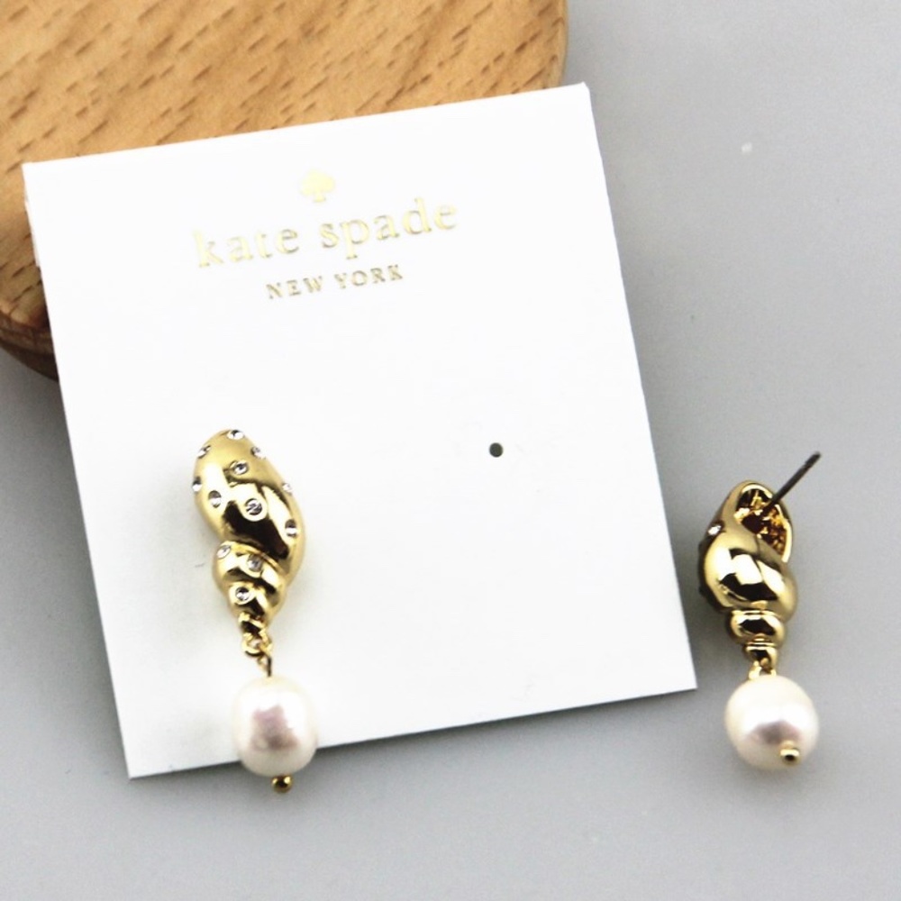 Kate Spade earrings gold pearl crystal earrings - Picture 3 of 3